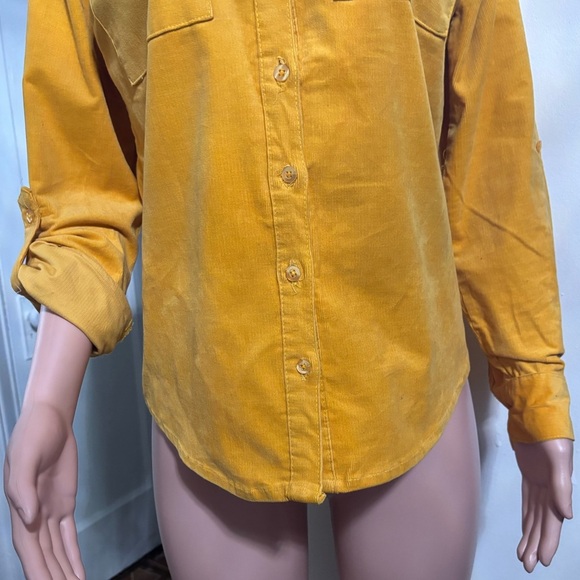 TAXI Yellow 3/4 Sleeve Notched Collar Button Down Shirt - Picture 4 of 12